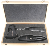 Axe and Knife Gift Box with Black vinyl grip and sheath