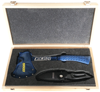 Axe and Knife Gift Box with Blue vinyl grip and sheath