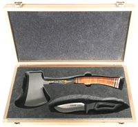 Axe and Knife Gift Box with leather grip
