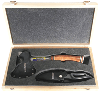 Axe and Knife Gift Box with leather grip and sheath