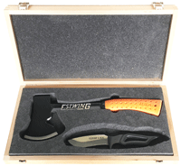 Axe and Knife Gift Box with Orange vinyl grip