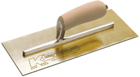 Golden stainless steel finishing trowels with wooden grip